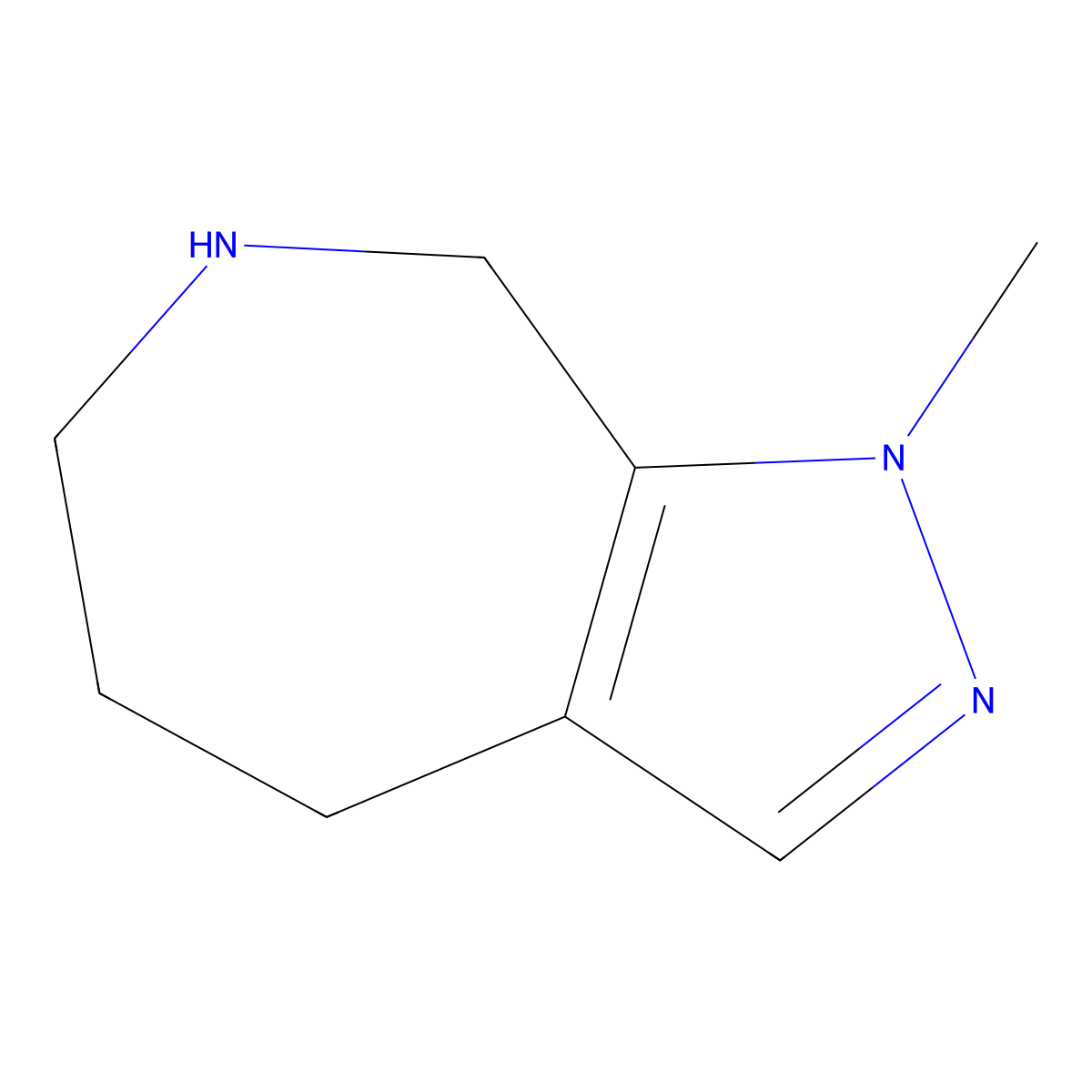1-methyl-1H,4H,5H,6H,7H,8H-pyrazolo[3,4-c]azepine molecular structure, CAS 2287317-87-5