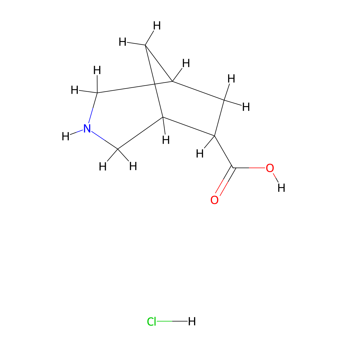3-Azabicyclo(3.2.1)octane-6-carboxylic acid hydrochloride molecular structure, CAS 2287318-53-8