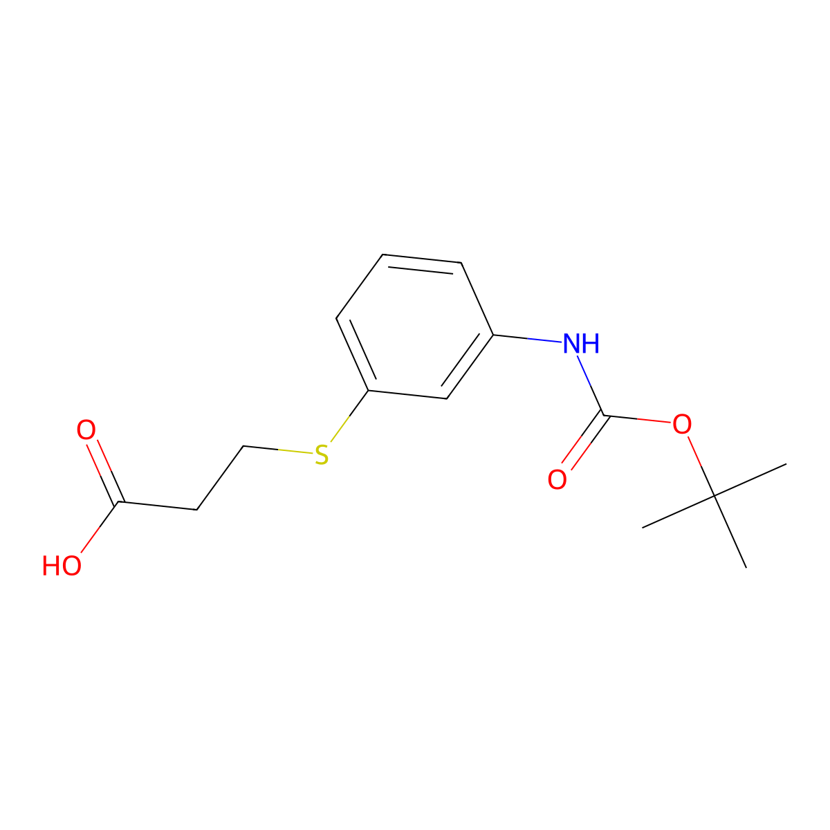 3-[(3-{[(Tert-butoxy)carbonyl]amino}phenyl)sulfanyl]propanoic acid molecular structure, CAS 2287318-57-2