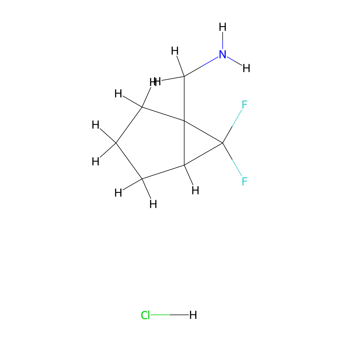 {6,6-Difluorobicyclo[3.1.0]hexan-1-yl}methanamine hydrochloride molecular structure, CAS 2287318-64-1