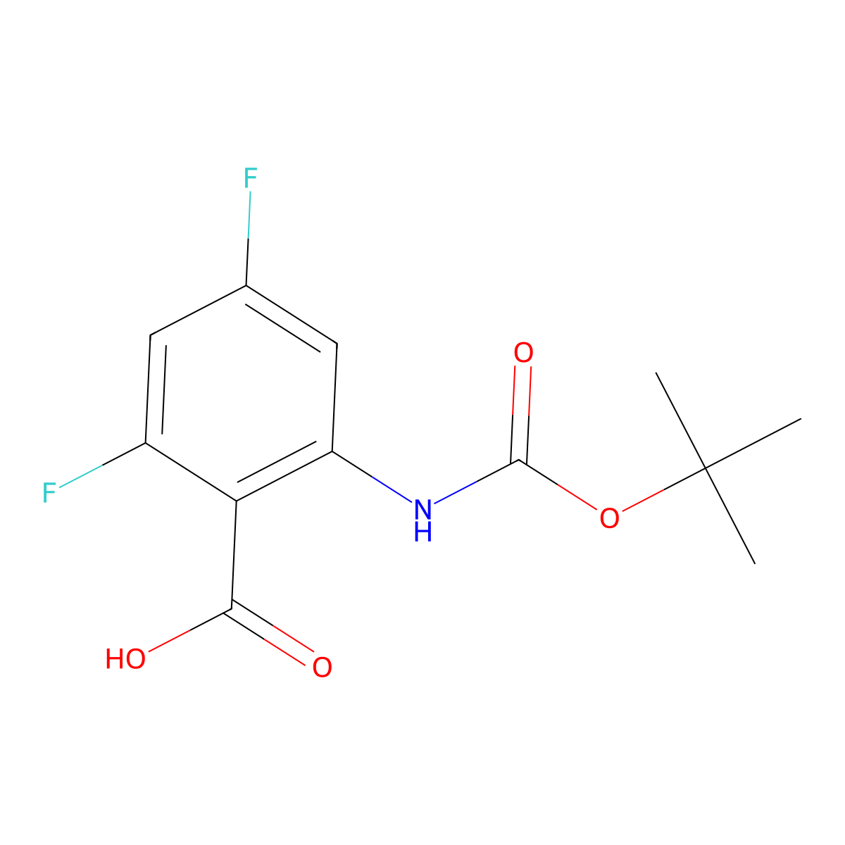2-{[(Tert-butoxy)carbonyl]amino}-4,6-difluorobenzoic acid molecular structure, CAS 2287318-65-2