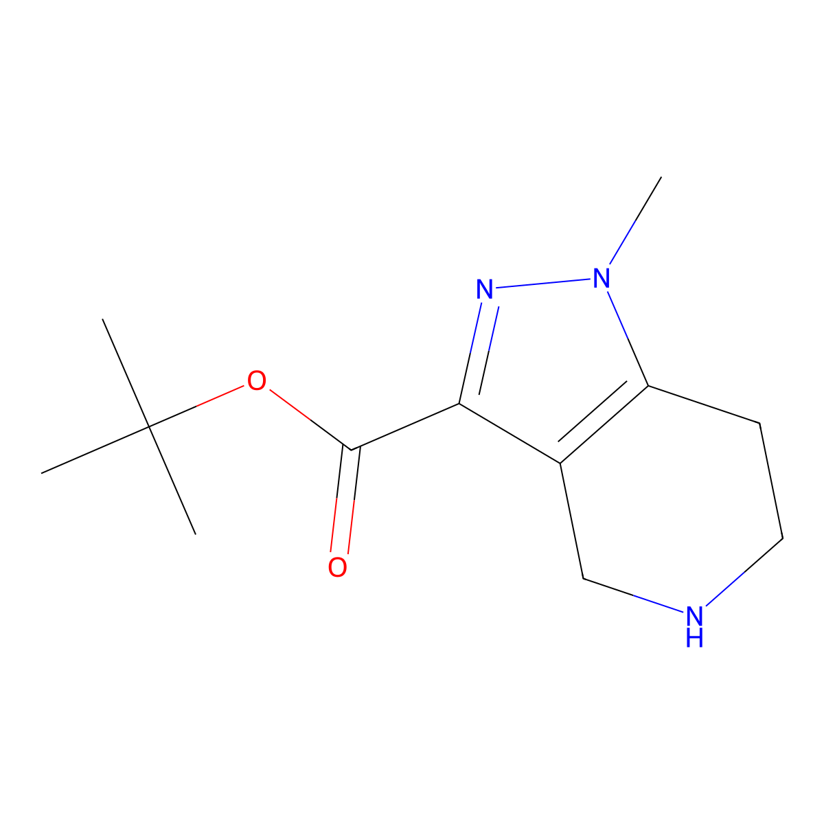 tert-butyl 1-methyl-1H,4H,5H,6H,7H-pyrazolo[4,3-c]pyridine-3-carboxylate molecular structure, CAS 2287318-67-4