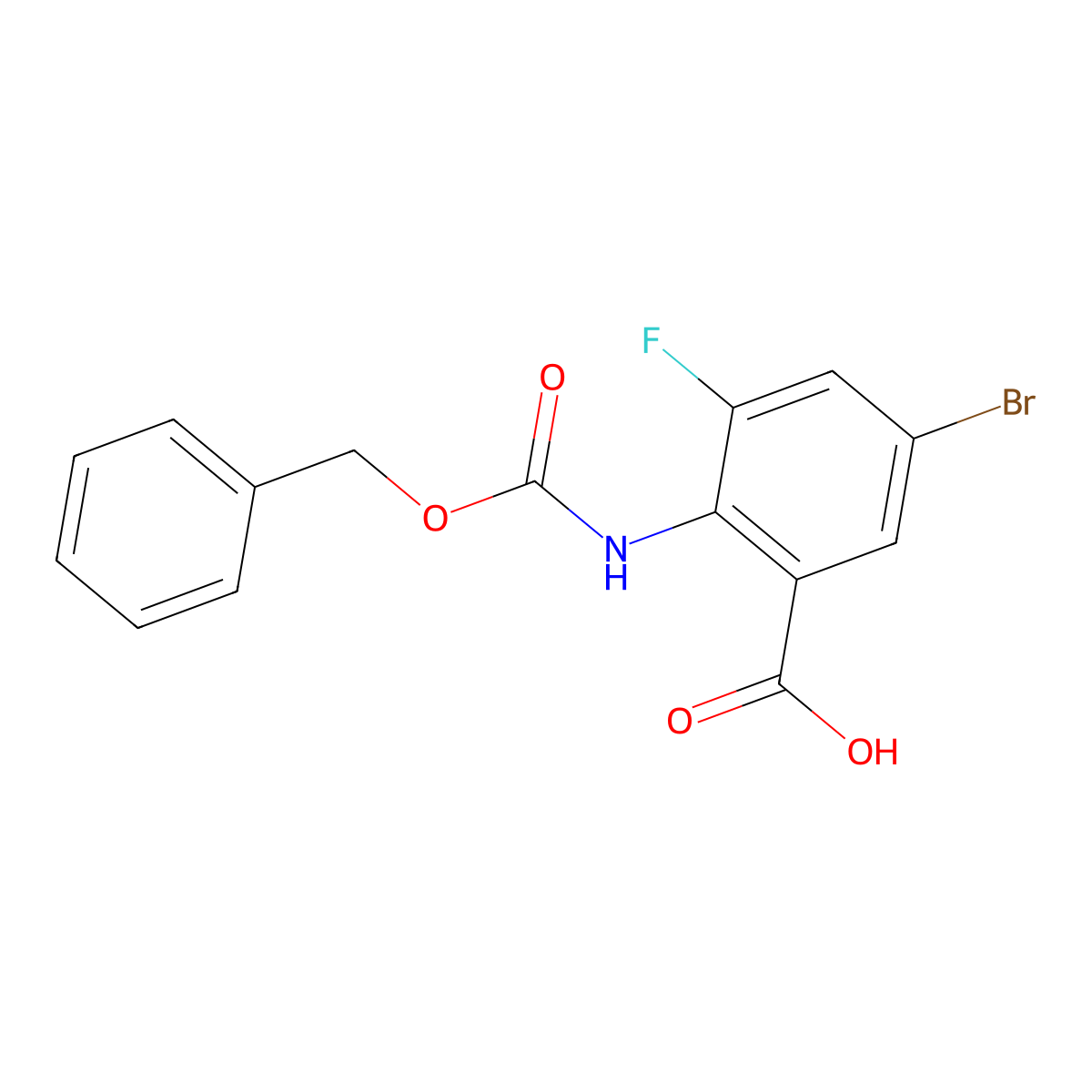2-{[(Benzyloxy)carbonyl]amino}-5-bromo-3-fluorobenzoic acid molecular structure, CAS 2287318-80-1