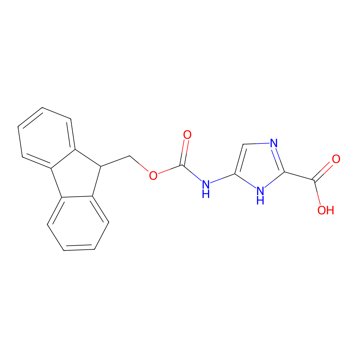 4-({[(9H-fluoren-9-yl)methoxy]carbonyl}amino)-1H-imidazole-2-carboxylic acid molecular structure, CAS 2287320-35-6