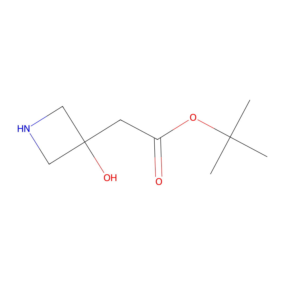 Tert-butyl 2-(3-hydroxyazetidin-3-yl)acetate molecular structure, CAS 2287320-50-5