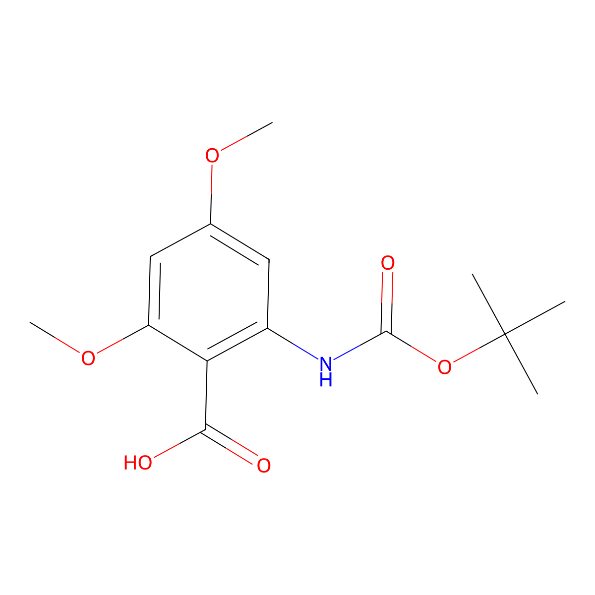 2-{[(Tert-butoxy)carbonyl]amino}-4,6-dimethoxybenzoic acid molecular structure, CAS 2287321-34-8