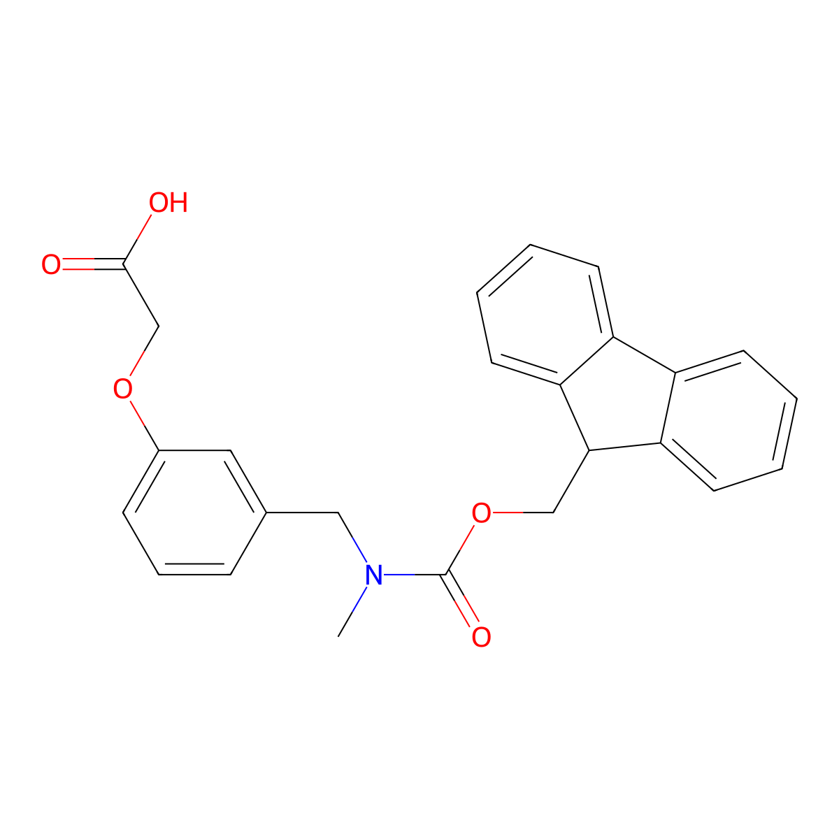 2-{3-[({[(9H-fluoren-9-yl)methoxy]carbonyl}(methyl)amino)methyl]phenoxy}acetic acid molecular structure, CAS 2287322-12-5