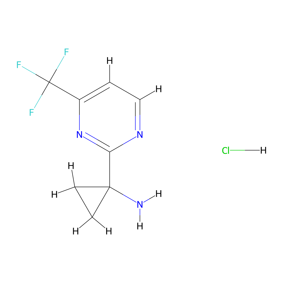 1-(4-(Trifluoromethyl)pyrimidin-2-yl)cyclopropan-1-amine hydrochloride molecular structure, CAS 2287323-29-7