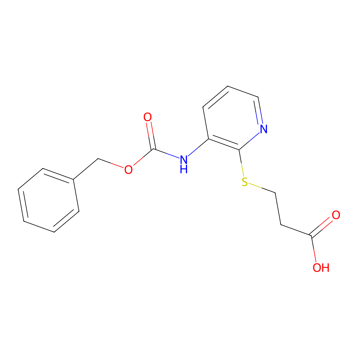 3-[(3-{[(Benzyloxy)carbonyl]amino}pyridin-2-yl)sulfanyl]propanoic acid molecular structure, CAS 2287323-33-3