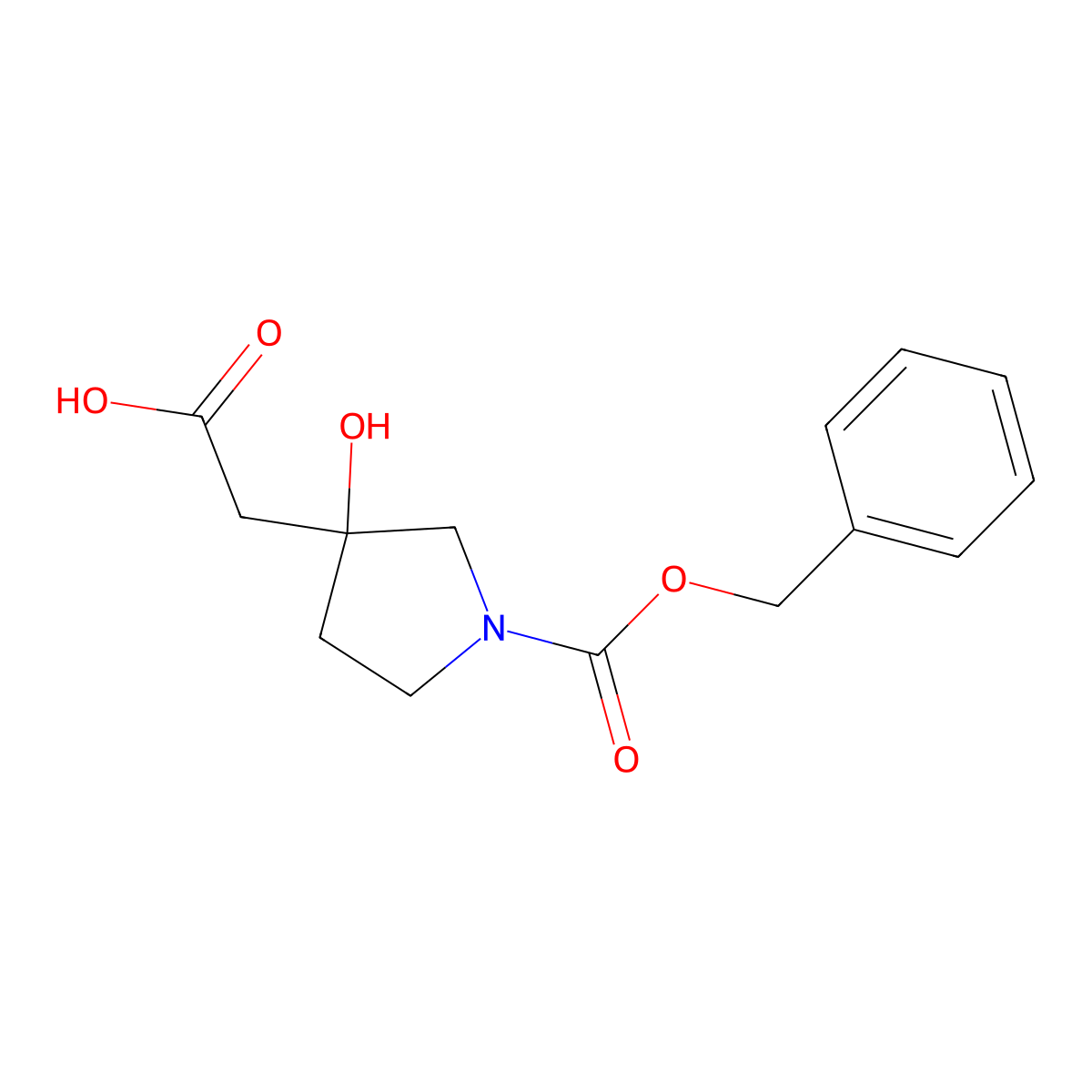 2-{1-[(Benzyloxy)carbonyl]-3-hydroxypyrrolidin-3-yl}acetic acid molecular structure, CAS 2287330-64-5