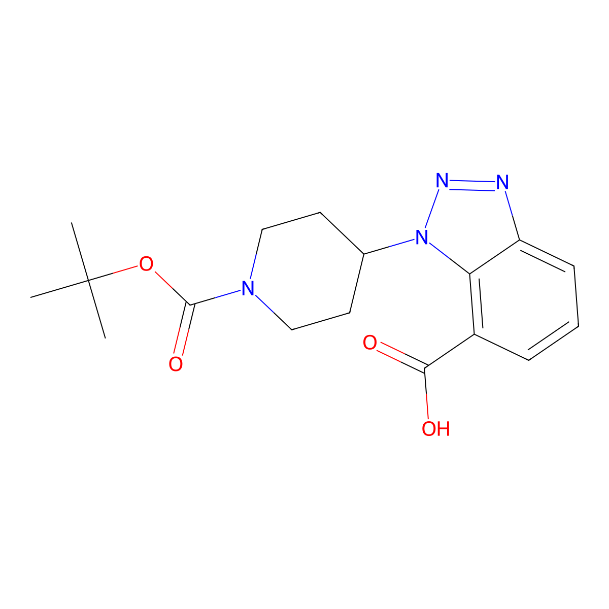 1-{1-[(tert-butoxy)carbonyl]piperidin-4-yl}-1H-1,2,3-benzotriazole-7-carboxylic acid molecular structure, CAS 2287330-65-6