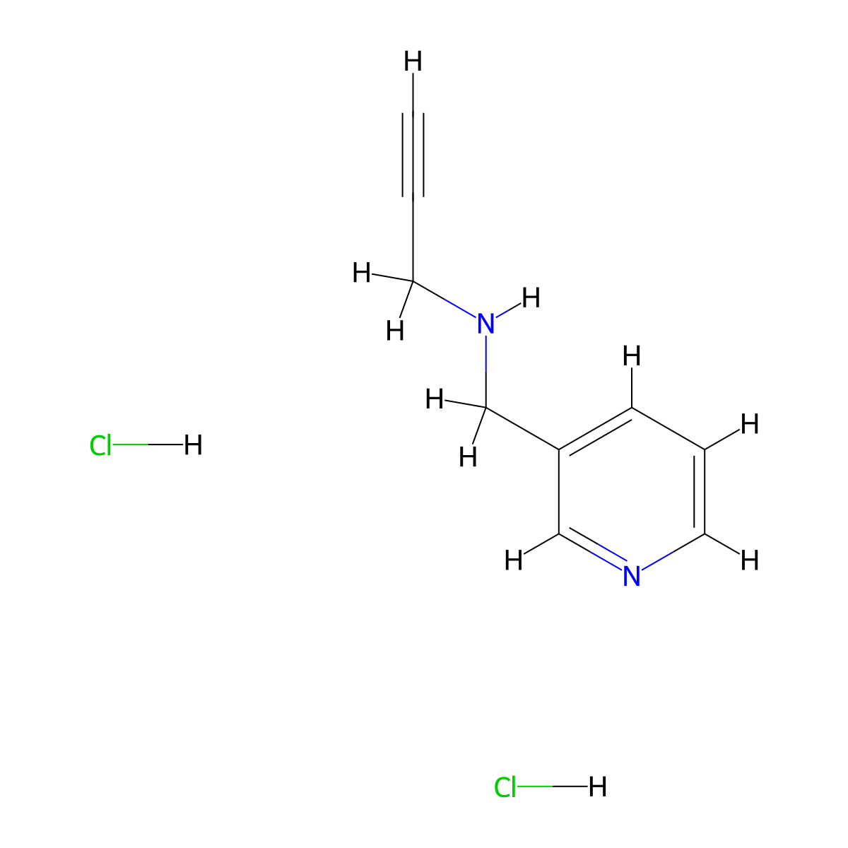 (Prop-2-yn-1-yl)((pyridin-3-yl)methyl)amine dihydrochloride molecular structure, CAS 2287330-71-4