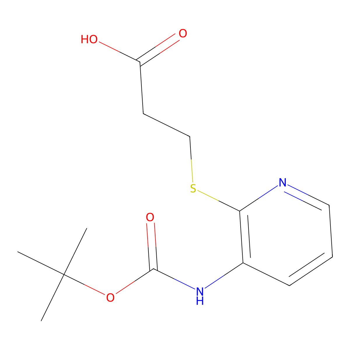 3-[(3-{[(Tert-butoxy)carbonyl]amino}pyridin-2-yl)sulfanyl]propanoic acid molecular structure, CAS 2287330-72-5
