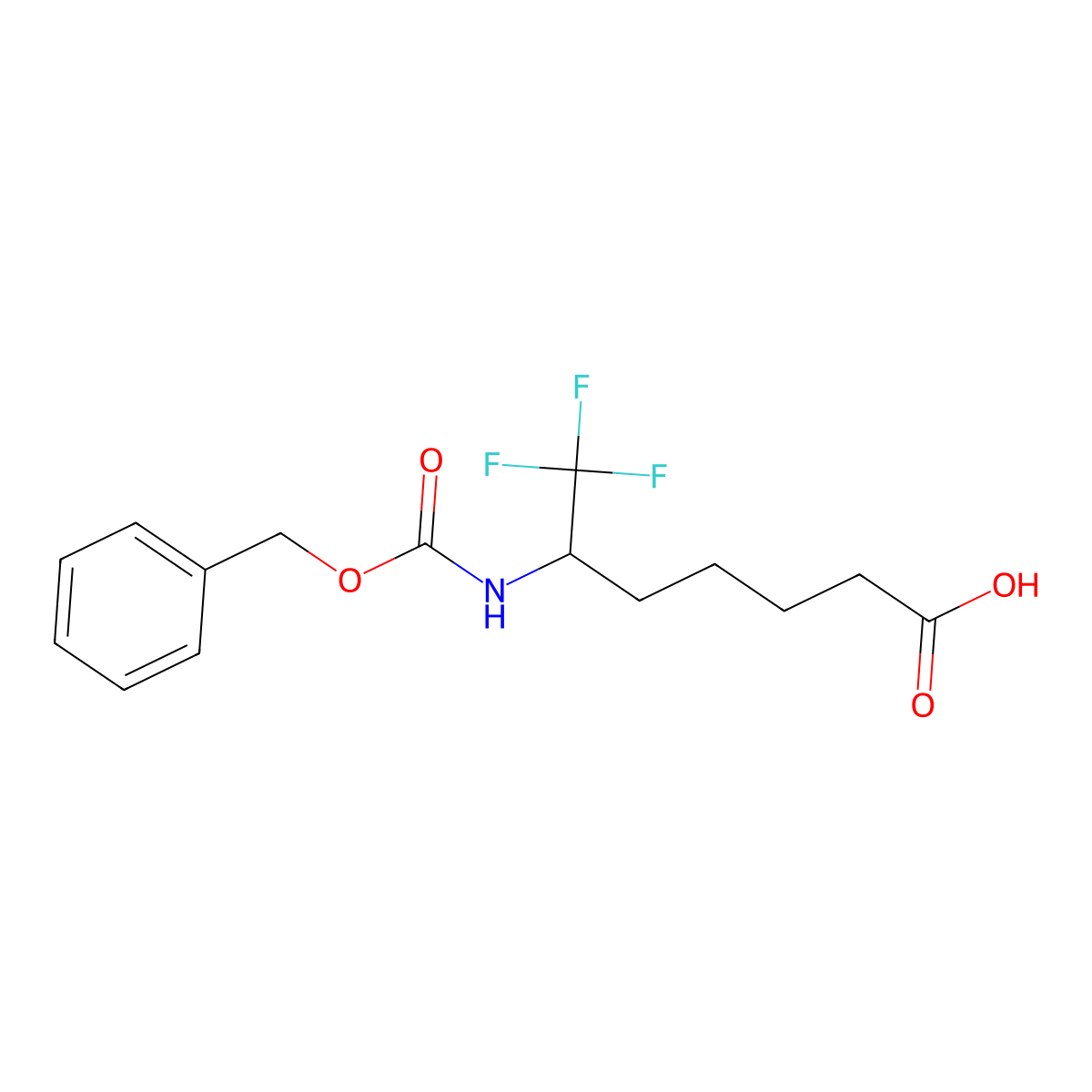 6-{[(Benzyloxy)carbonyl]amino}-7,7,7-trifluoroheptanoic acid molecular structure, CAS 2287330-89-4