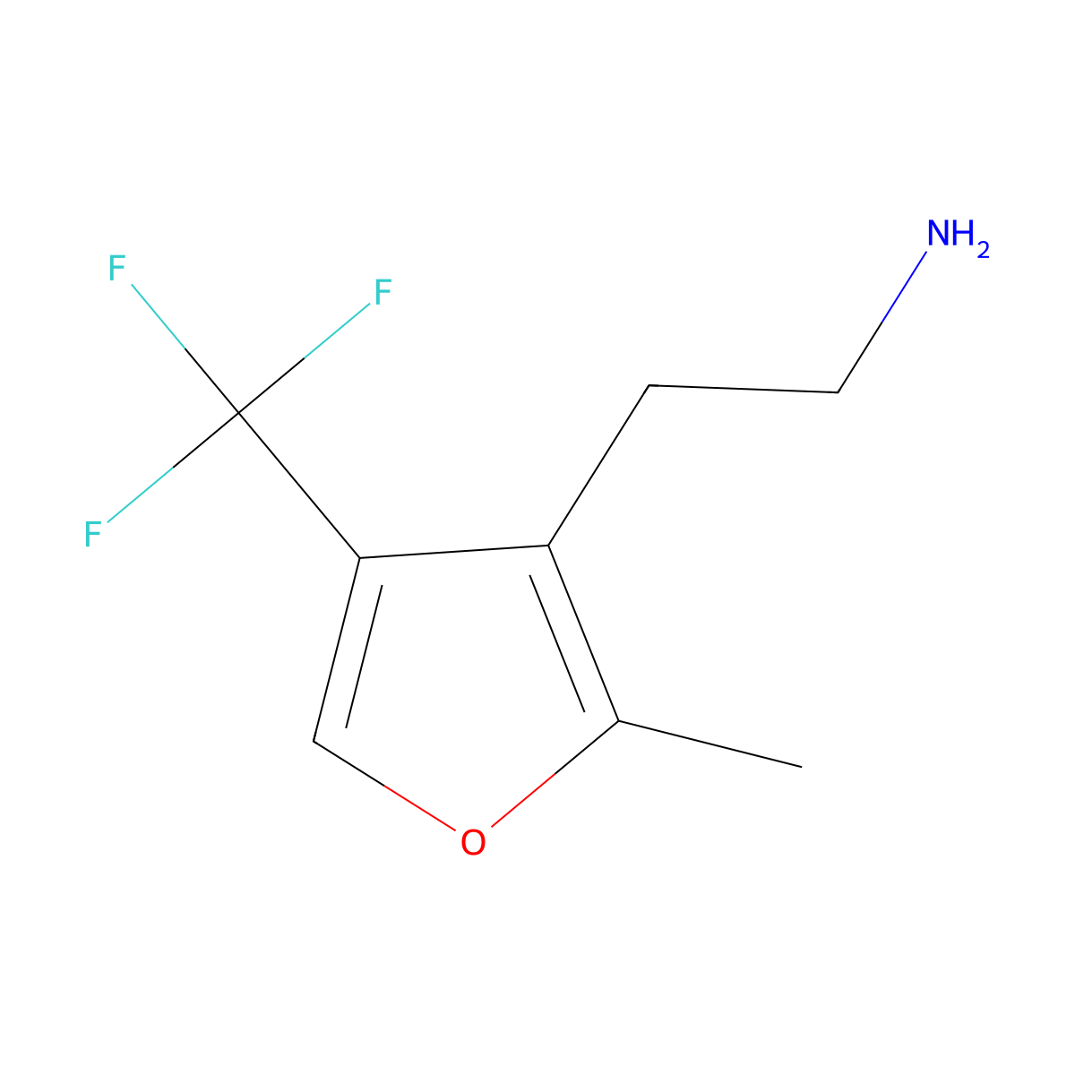 2-[2-Methyl-4-(trifluoromethyl)furan-3-yl]ethan-1-amine molecular structure, CAS 2287330-93-0