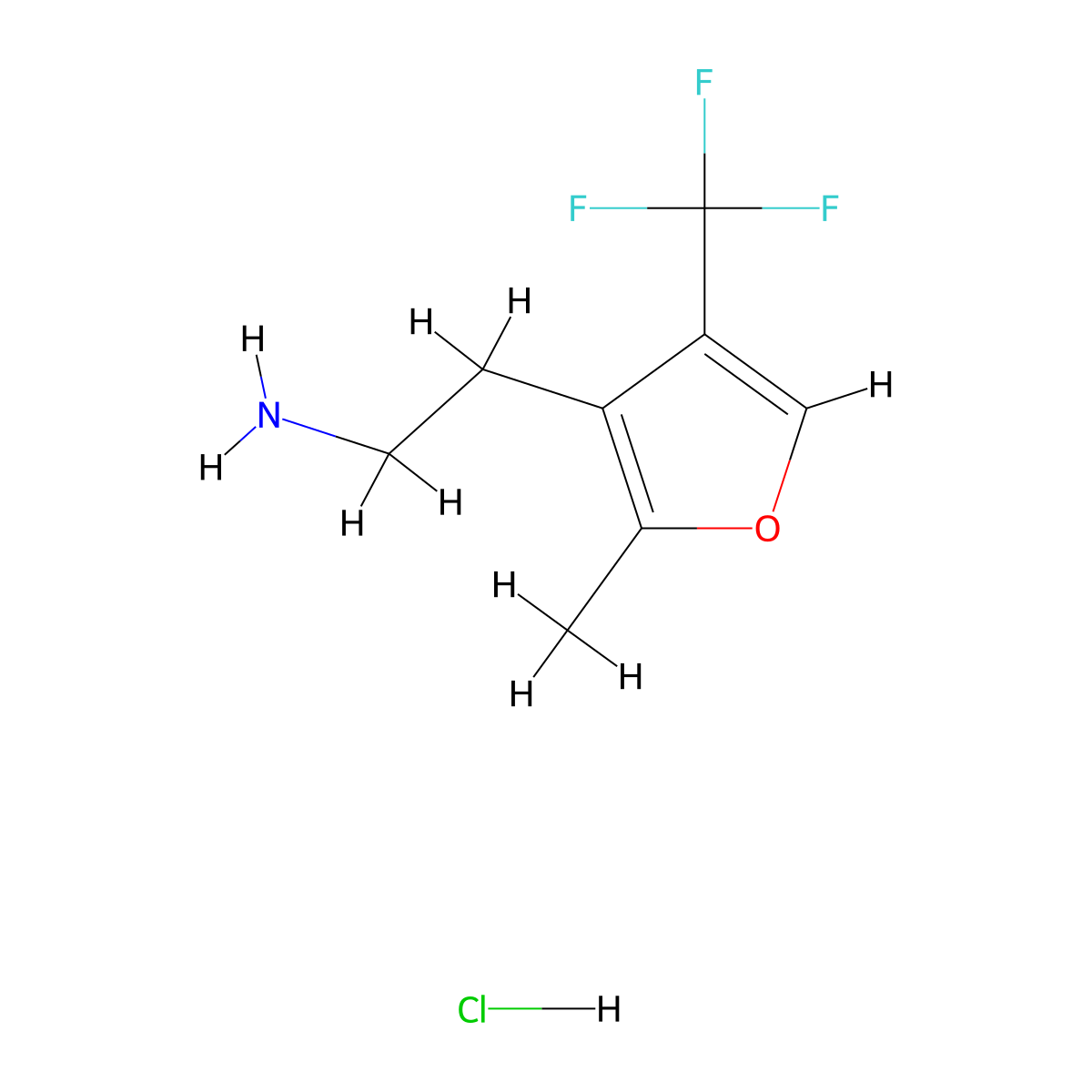 2-[2-Methyl-4-(trifluoromethyl)furan-3-yl]ethanamine;hydrochloride molecular structure, CAS 2287330-94-1