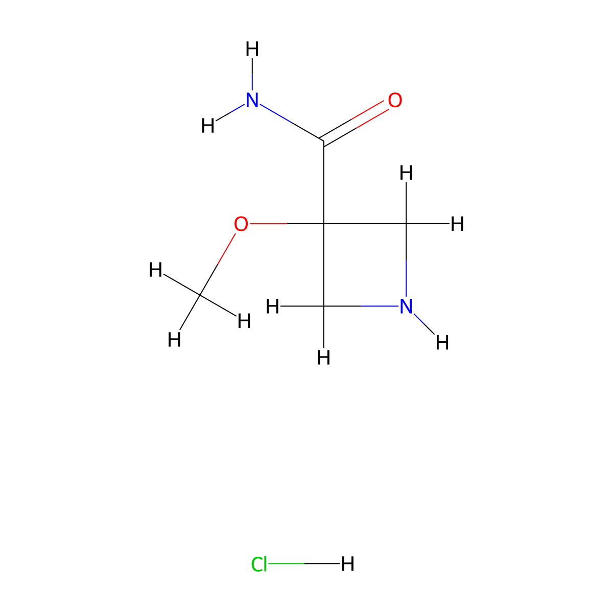 3-Methoxyazetidine-3-carboxamide hydrochloride molecular structure, CAS 2287330-97-4