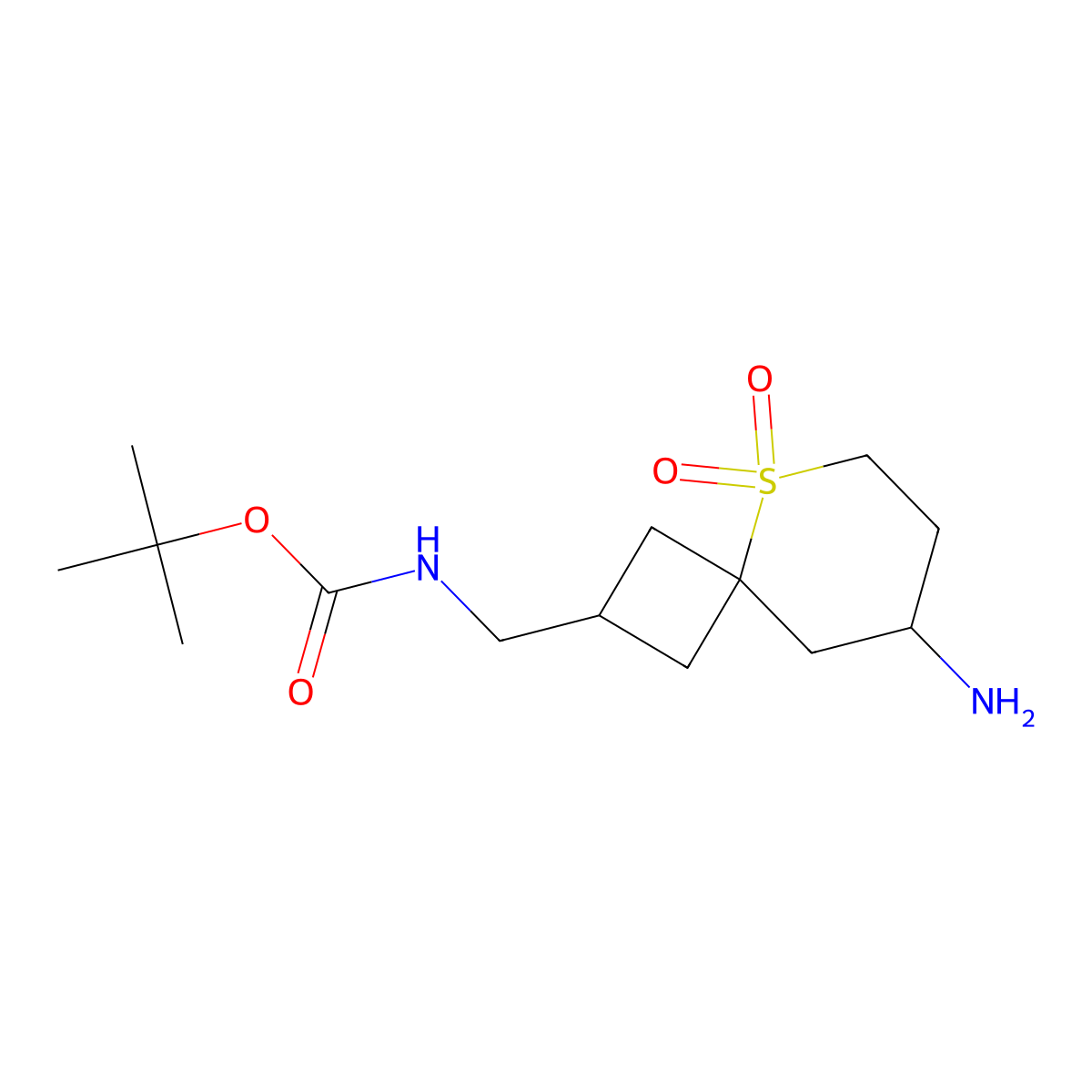 tert-butylN-({8-amino-5,5-dioxo-5lambda6-thiaspiro[3.5]nonan-2-yl}methyl)carbamate molecular structure, CAS 2287330-99-6