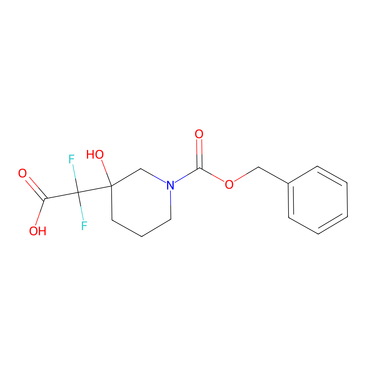 2-{1-[(Benzyloxy)carbonyl]-3-hydroxypiperidin-3-yl}-2,2-difluoroacetic acid molecular structure, CAS 2287331-07-9