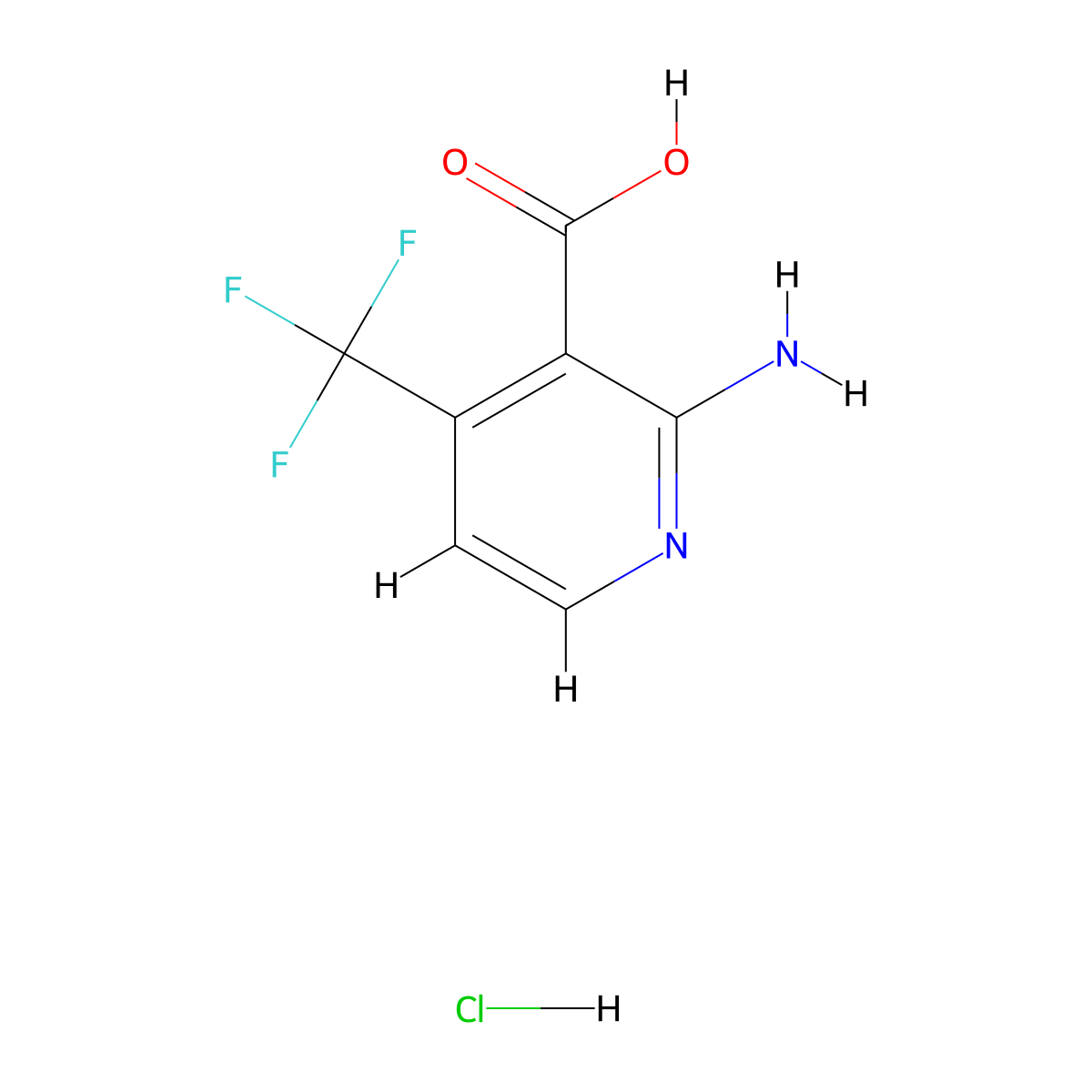 2-Amino-4-(trifluoromethyl)pyridine-3-carboxylic acid hydrochloride molecular structure, CAS 2287331-13-7