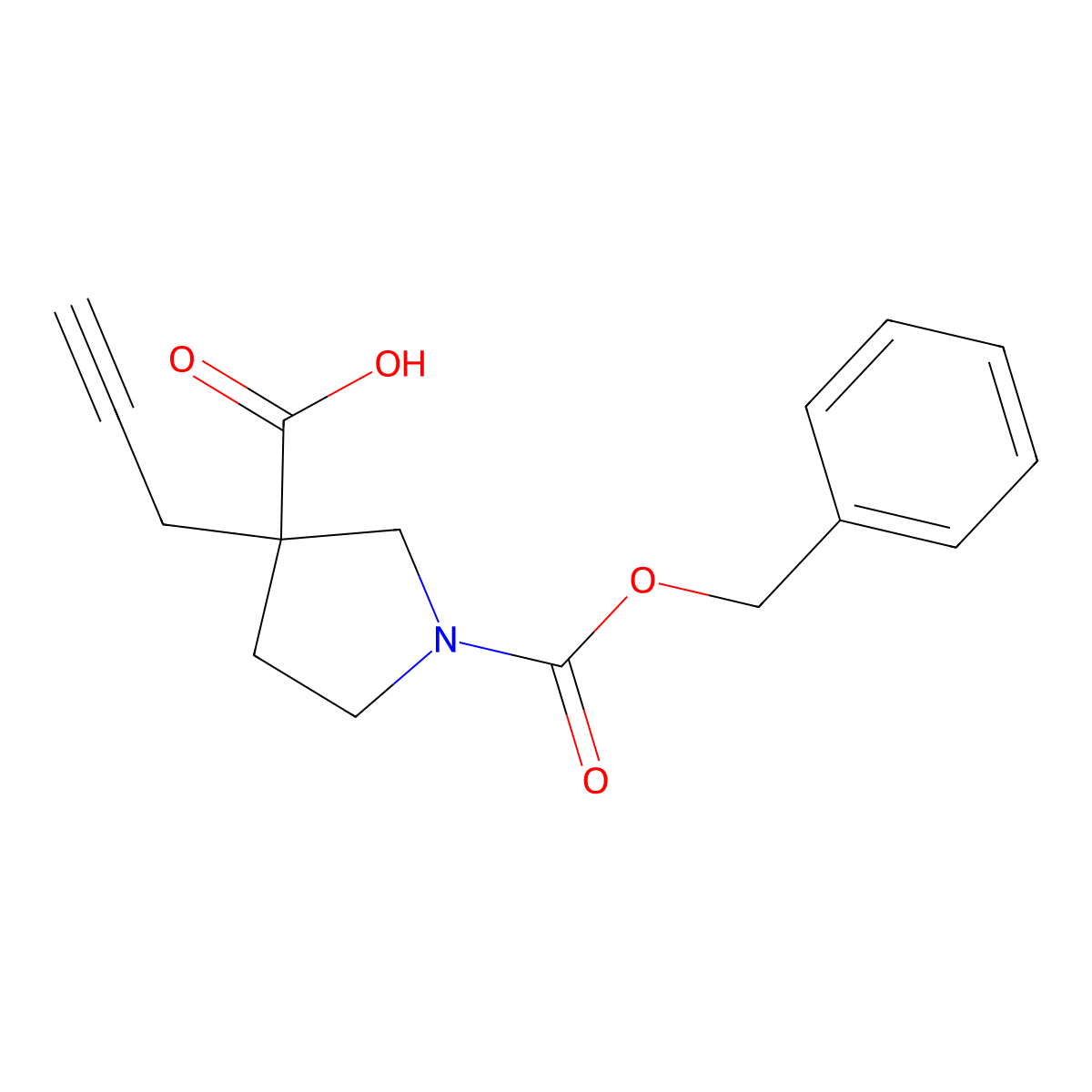1-[(Benzyloxy)carbonyl]-3-(prop-2-yn-1-yl)pyrrolidine-3-carboxylic acid molecular structure, CAS 2287331-25-1