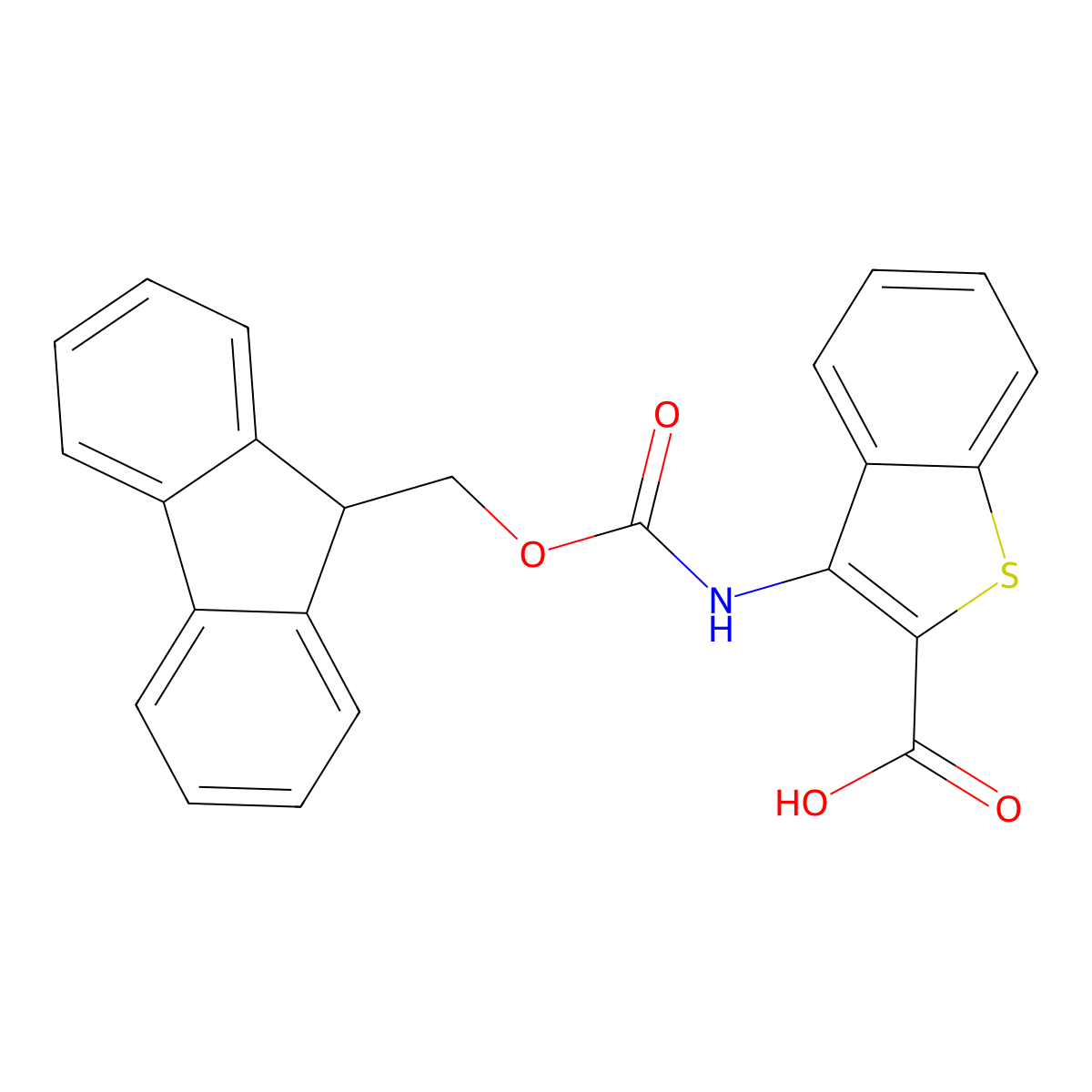3-({[(9H-fluoren-9-yl)methoxy]carbonyl}amino)-1-benzothiophene-2-carboxylic acid molecular structure, CAS 2287331-28-4