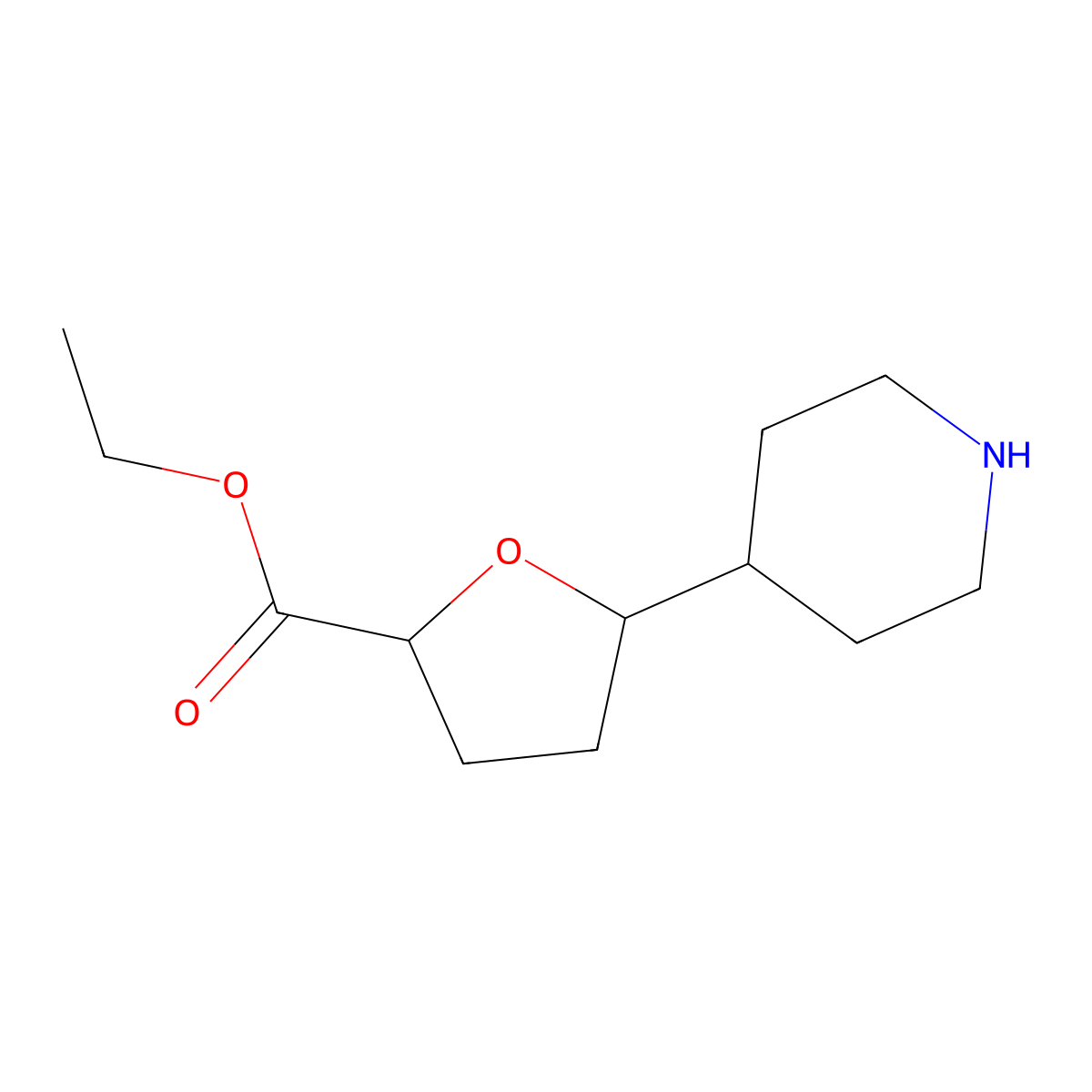 Ethyl 5-(piperidin-4-yl)oxolane-2-carboxylate molecular structure, CAS 2287331-34-2