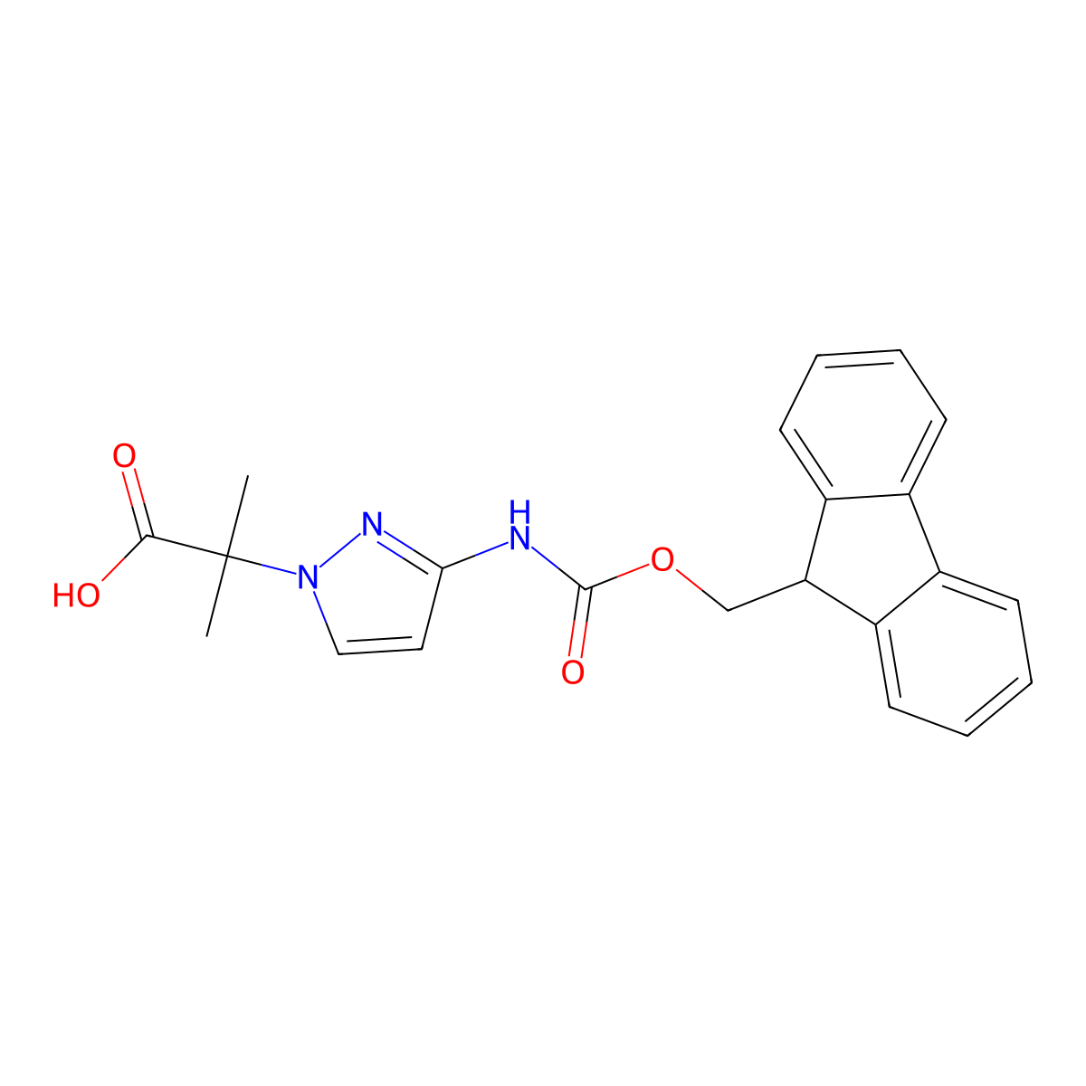 2-[3-({[(9H-fluoren-9-yl)methoxy]carbonyl}amino)-1H-pyrazol-1-yl]-2-methylpropanoic acid molecular structure, CAS 2287331-47-7