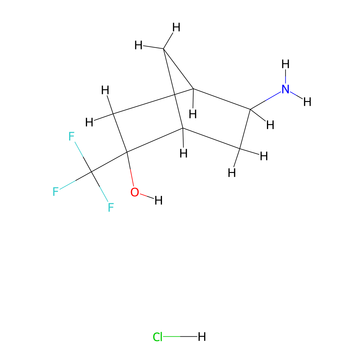 5-Amino-2-(trifluoromethyl)bicyclo[2.2.1]heptan-2-ol hydrochloride molecular structure, CAS 2287331-48-8