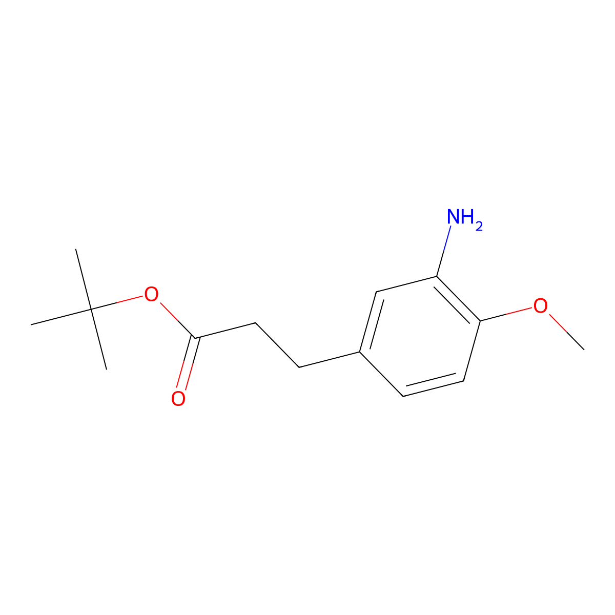 Tert-butyl 3-(3-amino-4-methoxyphenyl)propanoate molecular structure, CAS 2287331-61-5