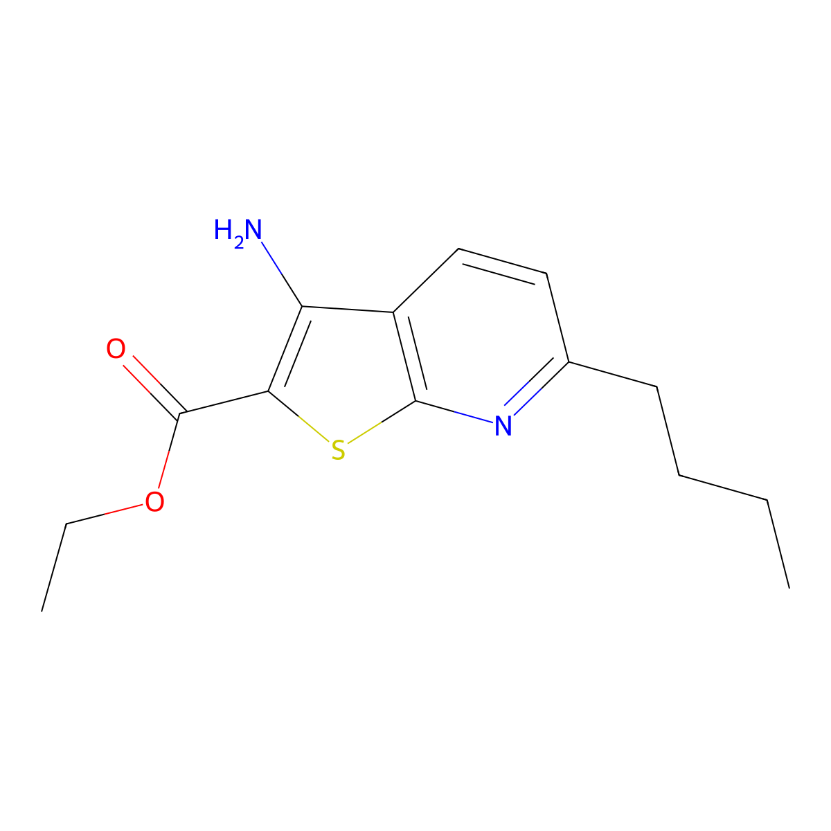 Ethyl 3-amino-6-butylthieno[2,3-b]pyridine-2-carboxylate molecular structure, CAS 2287331-65-9