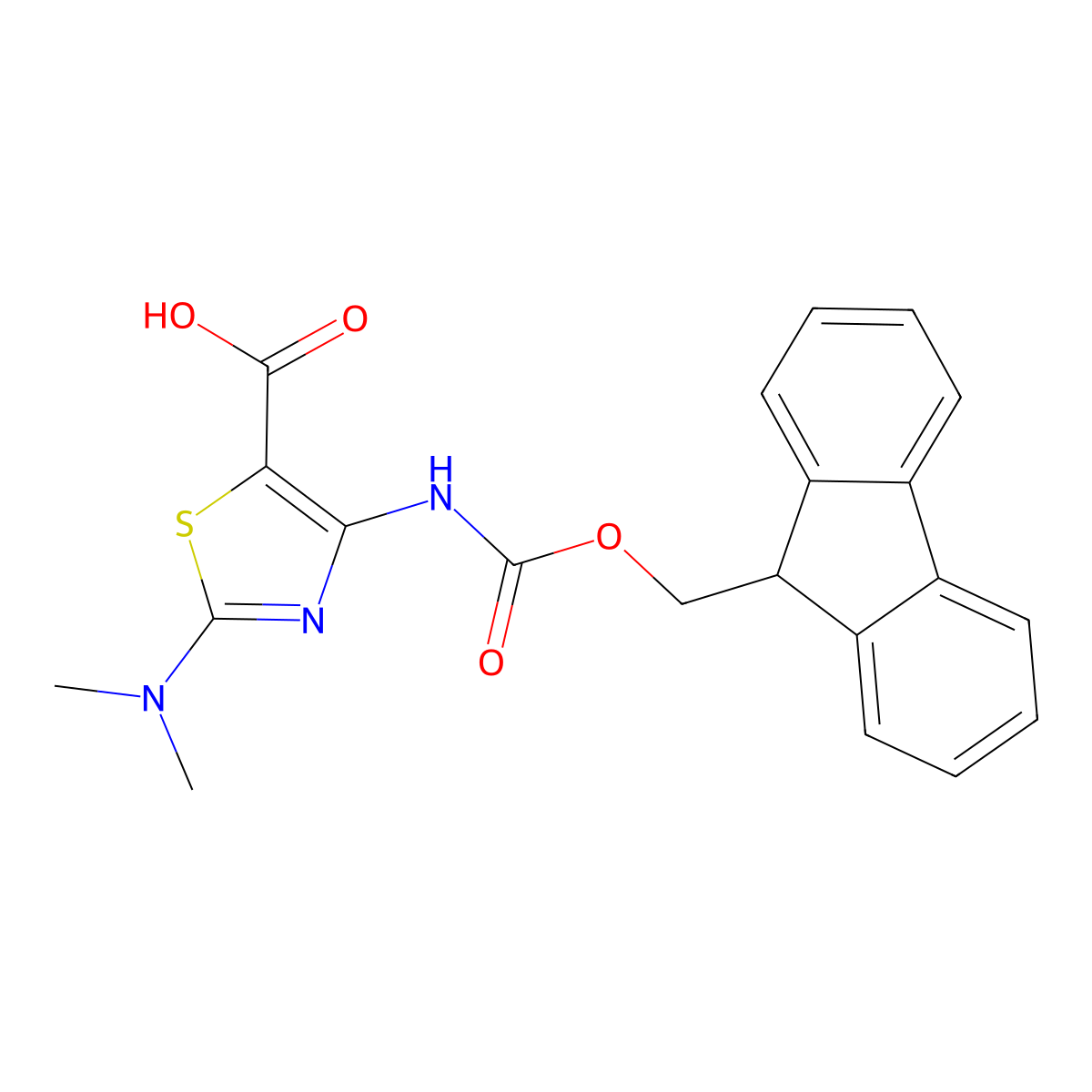 2-(dimethylamino)-4-({[(9H-fluoren-9-yl)methoxy]carbonyl}amino)-1,3-thiazole-5-carboxylic acid molecular structure, CAS 2287331-72-8