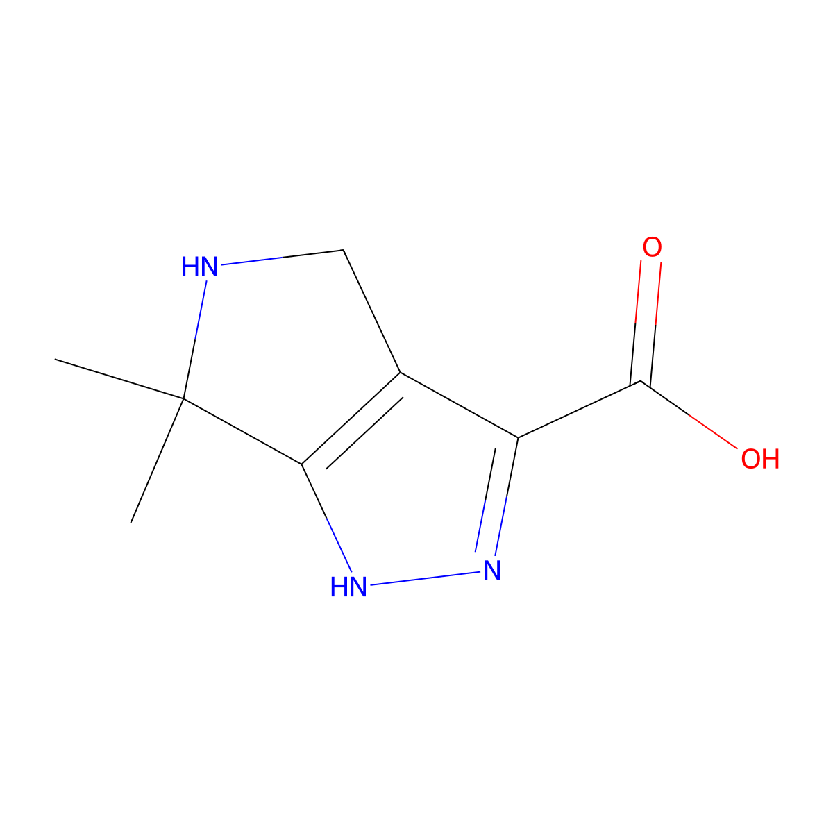 6,6-dimethyl-1H,4H,5H,6H-pyrrolo[3,4-c]pyrazole-3-carboxylic acid molecular structure, CAS 2287331-80-8