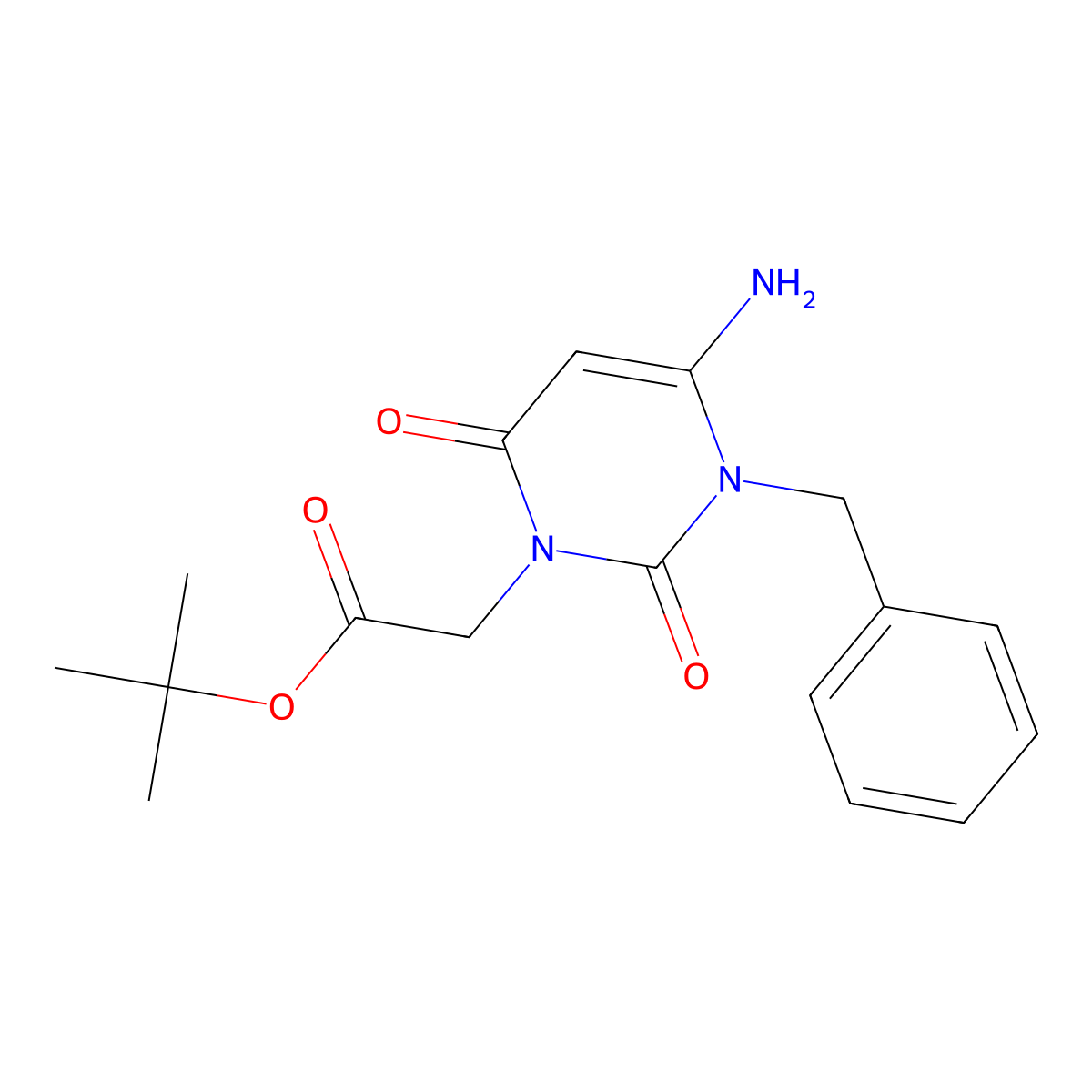 Tert-butyl 2-(4-amino-3-benzyl-2,6-dioxo-1,2,3,6-tetrahydropyrimidin-1-yl)acetate molecular structure, CAS 2287331-82-0