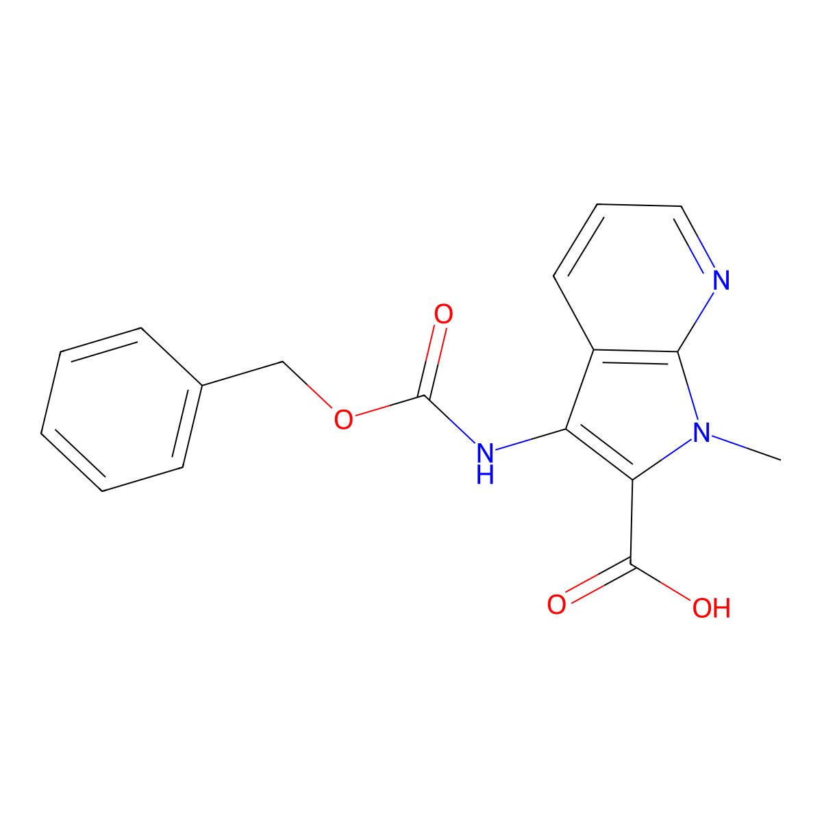 3-{[(benzyloxy)carbonyl]amino}-1-methyl-1H-pyrrolo[2,3-b]pyridine-2-carboxylic acid molecular structure, CAS 2287331-85-3