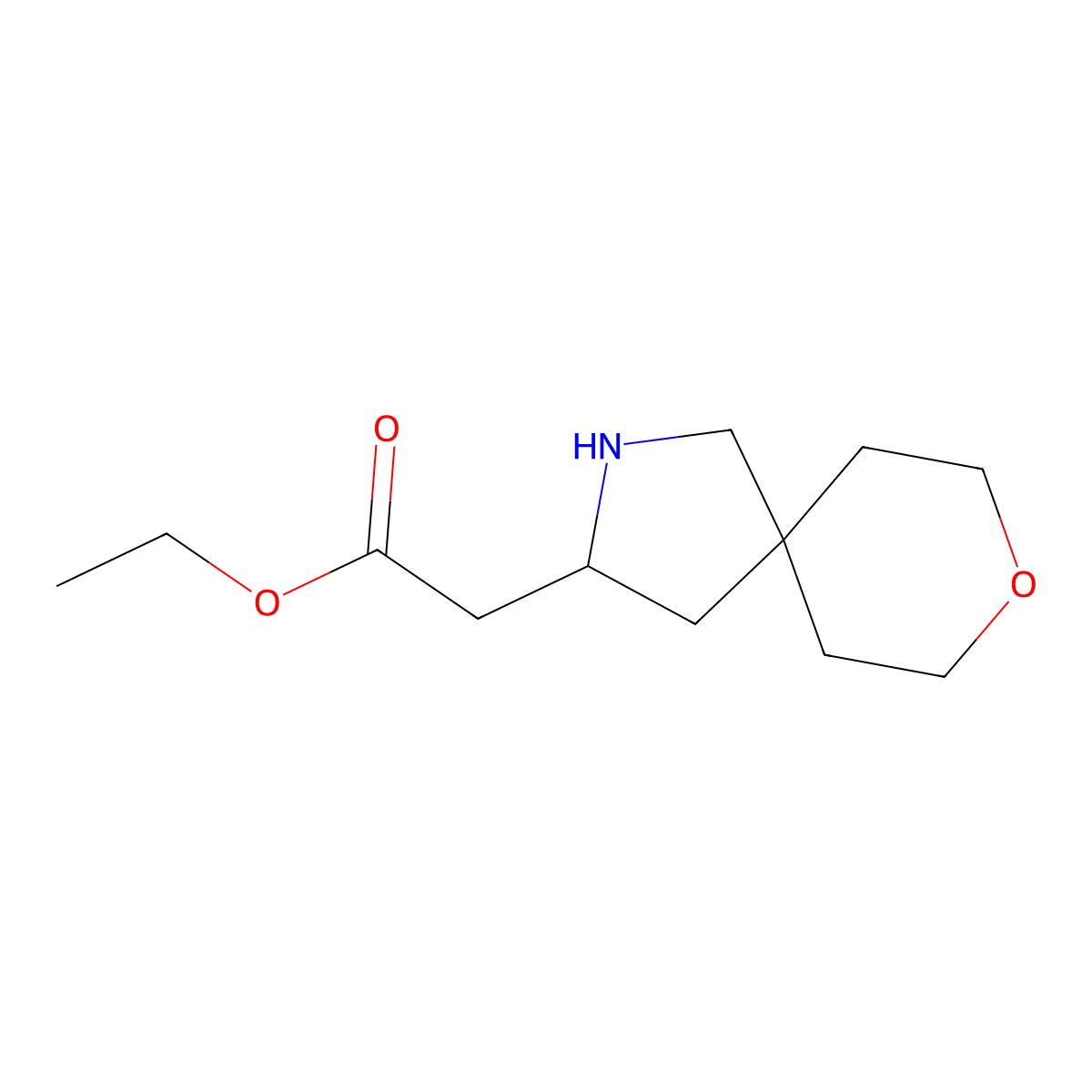 Ethyl 2-{8-oxa-2-azaspiro[4.5]decan-3-yl}acetate molecular structure, CAS 2287332-23-2