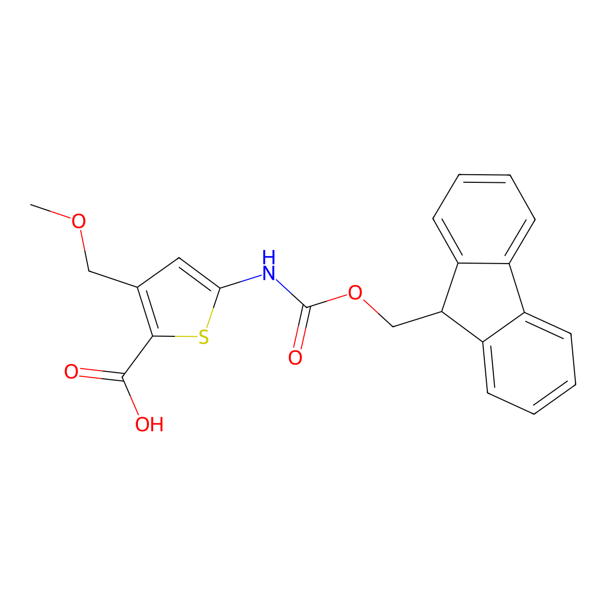 5-({[(9H-fluoren-9-yl)methoxy]carbonyl}amino)-3-(methoxymethyl)thiophene-2-carboxylic acid molecular structure, CAS 2287332-31-2
