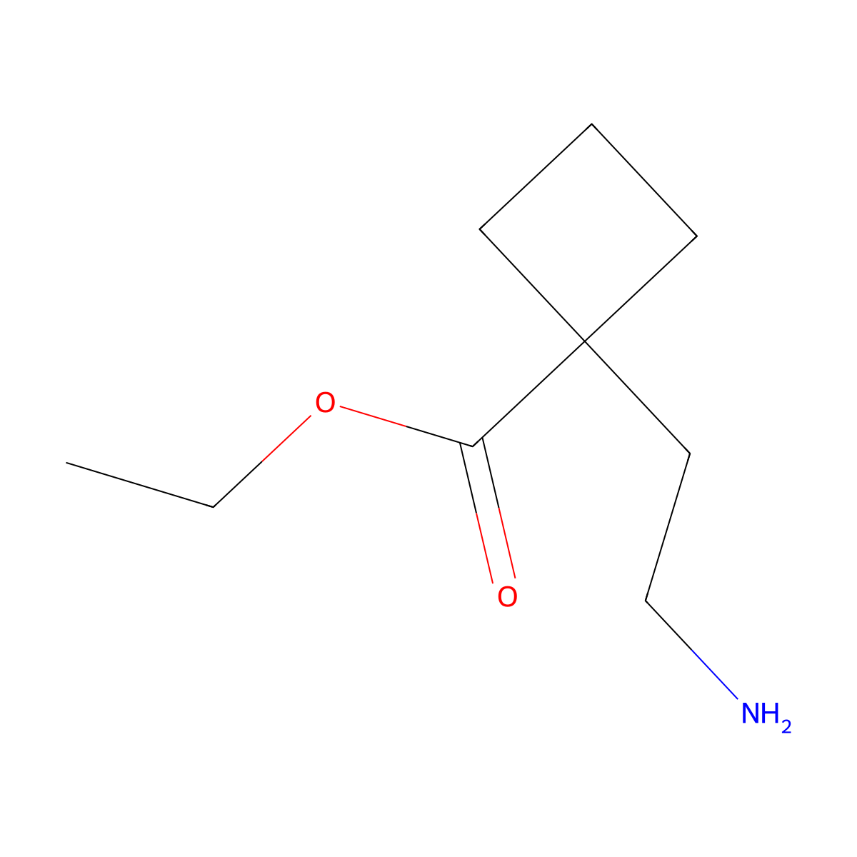 Ethyl 1-(2-aminoethyl)cyclobutane-1-carboxylate molecular structure, CAS 2287332-35-6