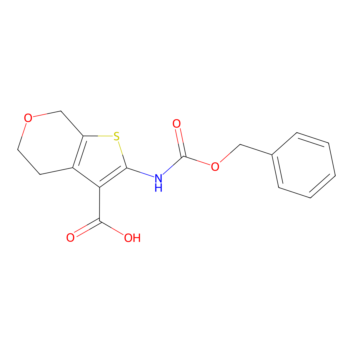 2-{[(benzyloxy)carbonyl]amino}-4H,5H,7H-thieno[2,3-c]pyran-3-carboxylic acid molecular structure, CAS 2287332-73-2