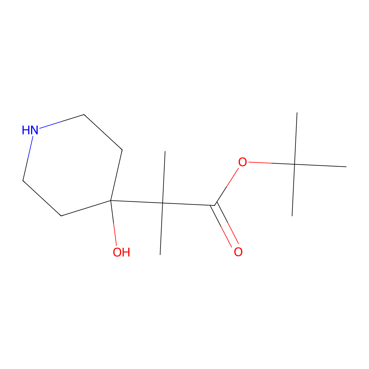 Tert-butyl 2-(4-hydroxypiperidin-4-yl)-2-methylpropanoate molecular structure, CAS 2287332-82-3