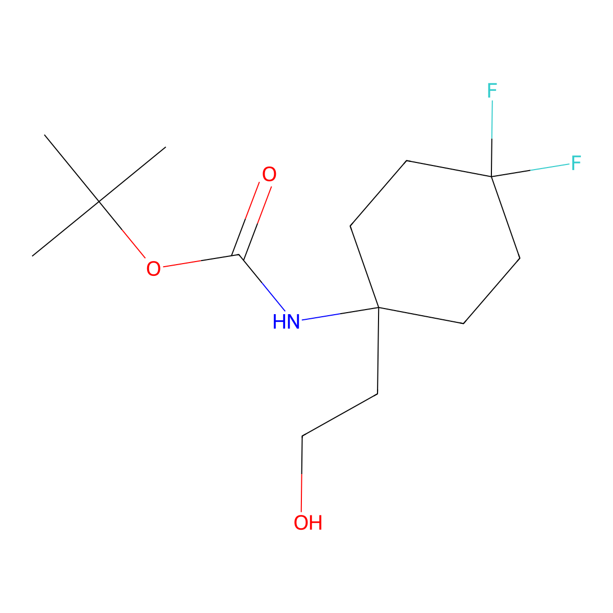 tert-butyl N-(4,4-difluoro-1-(2-hydroxyethyl)cyclohexyl)carbamate molecular structure, CAS 2287332-88-9