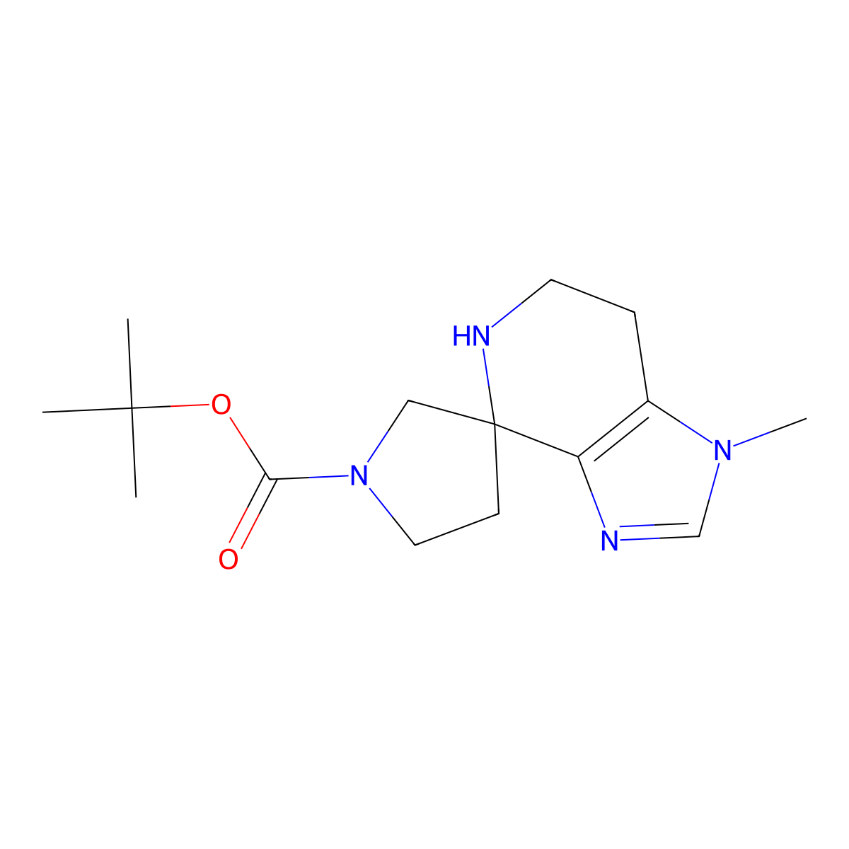 Tert-butyl 1-methyl-1,5,6,7-tetrahydrospiro[imidazo[4,5-c]pyridine-4,3'-pyrrolidine]-1'-carboxylate molecular structure, CAS 2287332-99-2