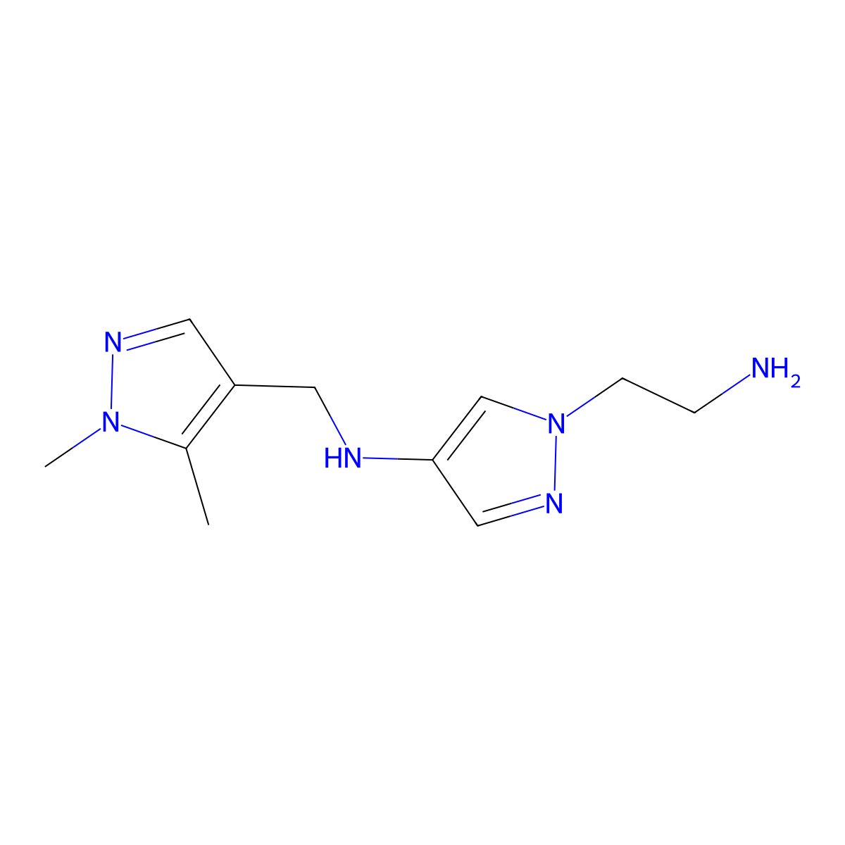 1-(2-aminoethyl)-N-[(1,5-dimethyl-1H-pyrazol-4-yl)methyl]-1H-pyrazol-4-amine molecular structure, CAS 2287333-09-7