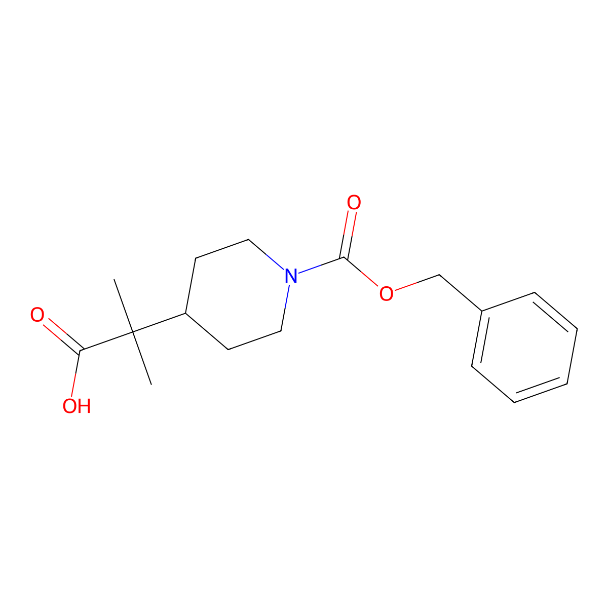 2-{1-[(Benzyloxy)carbonyl]piperidin-4-yl}-2-methylpropanoic acid molecular structure, CAS 2287333-31-5