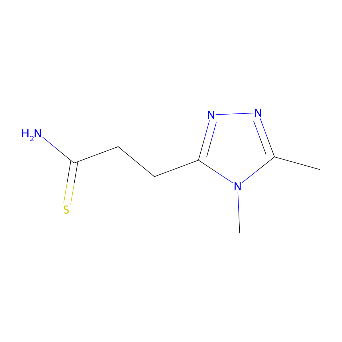 3-(dimethyl-4H-1,2,4-triazol-3-yl)propanethioamide molecular structure, CAS 2287333-37-1