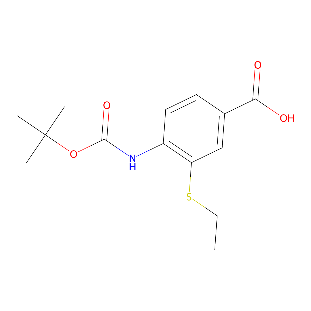 4-{[(Tert-butoxy)carbonyl]amino}-3-(ethylsulfanyl)benzoic acid molecular structure, CAS 2287333-45-1