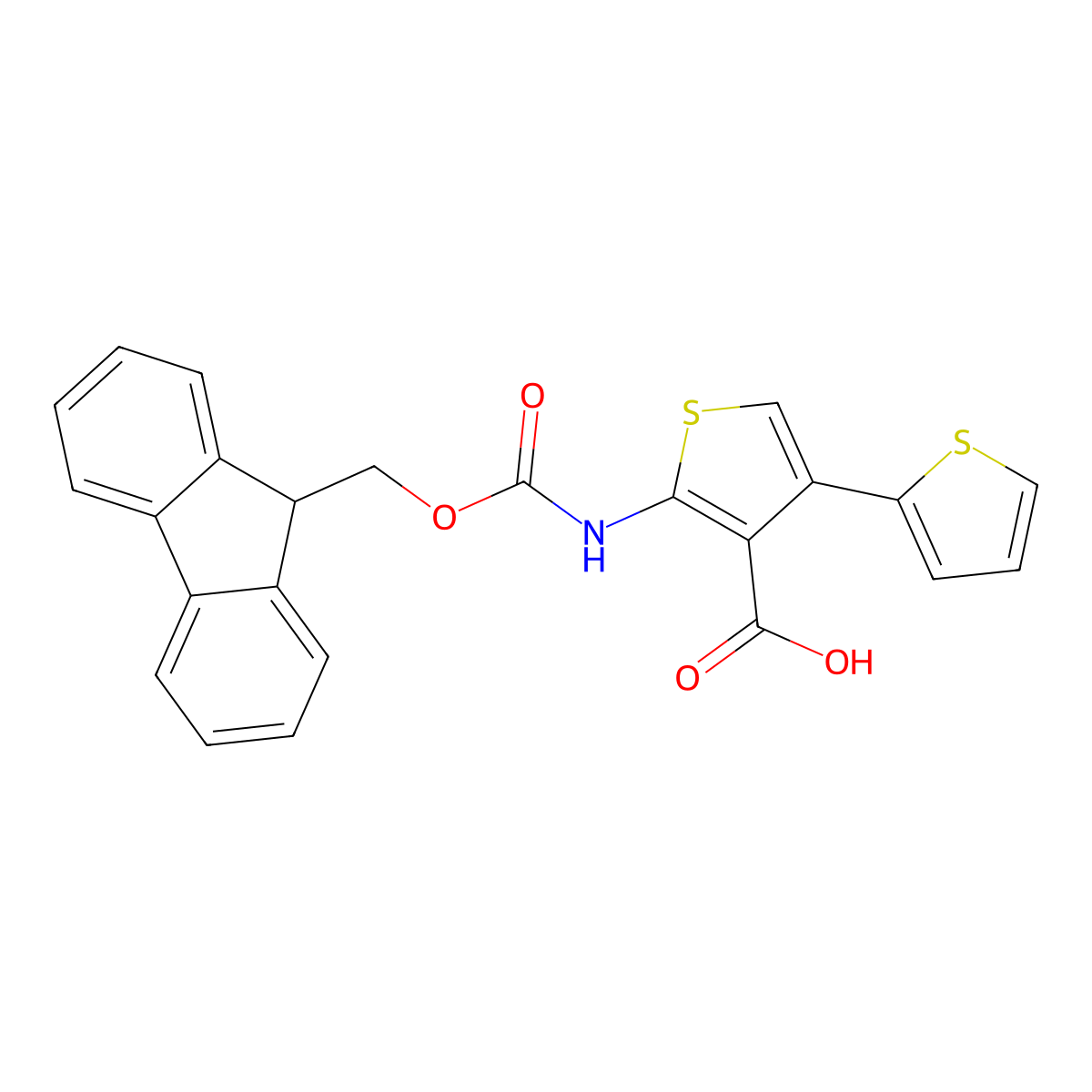 2-({[(9H-fluoren-9-yl)methoxy]carbonyl}amino)-4-(thiophen-2-yl)thiophene-3-carboxylic acid molecular structure, CAS 2287333-81-5