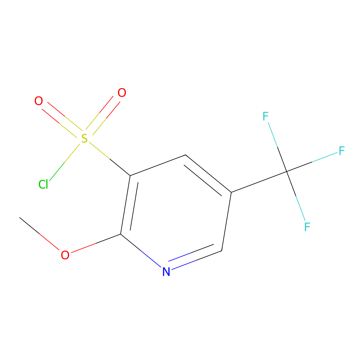 2-Methoxy-5-(trifluoromethyl)pyridine-3-sulfonyl chloride molecular structure, CAS 2287333-90-6