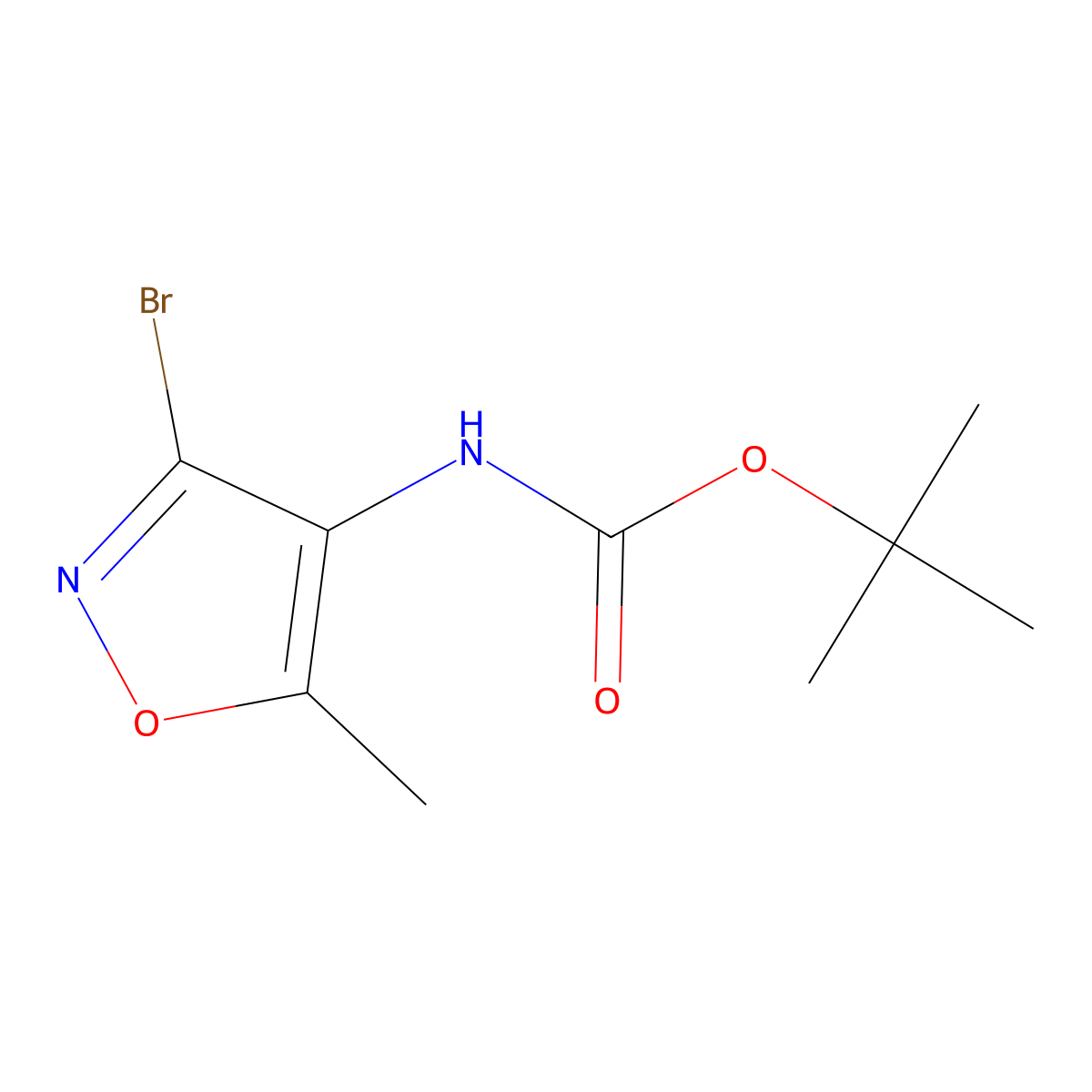Tert-butyl N-(3-bromo-5-methyl-1,2-oxazol-4-yl)carbamate molecular structure, CAS 2287334-02-3