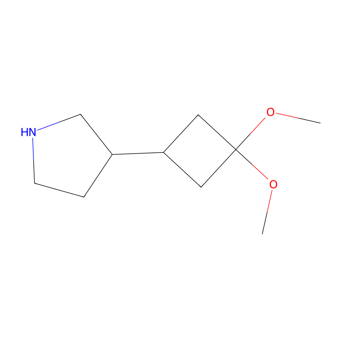 3-(3,3-Dimethoxycyclobutyl)pyrrolidine molecular structure, CAS 2287334-04-5